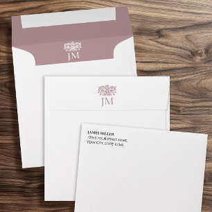 Elegant Monogrammed Ornate Floral Pink Envelope