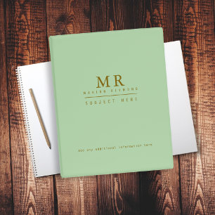 Elegant Monogrammed pale green  Mini Binder