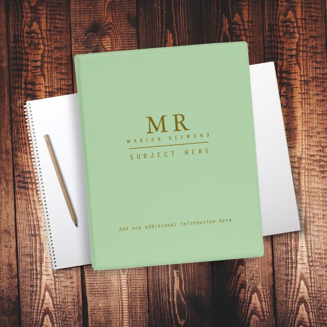 Elegant Monogrammed pale green  Mini Binder (Creator Uploaded)