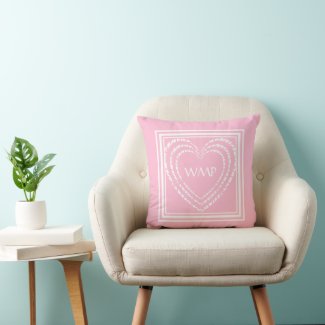 Elegant, Monogrammed Pastel Pink Decorated Hearts