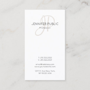 Elegant Monogrammed Personalized Modern Design Business Card