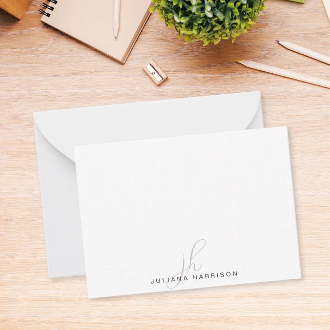 Elegant Monogrammed Personalized Note Card (Elegant Monogrammed Personalized Note Card)