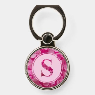 Elegant Monogrammed Pink Floral Lettering Art 