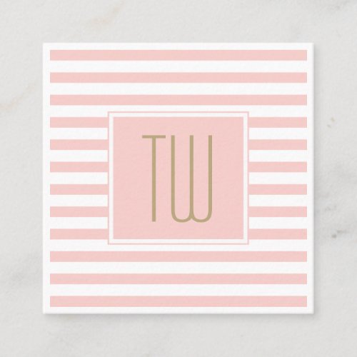 Elegant Monogrammed Pink Gold Text Modern Square Business Card