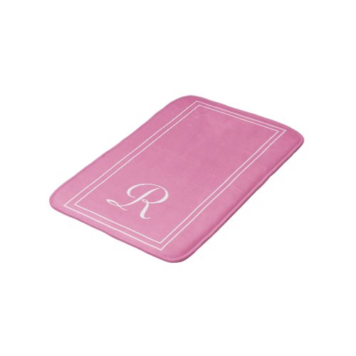 Elegant Monogrammed Pink Striped Personalised  Bath Mat