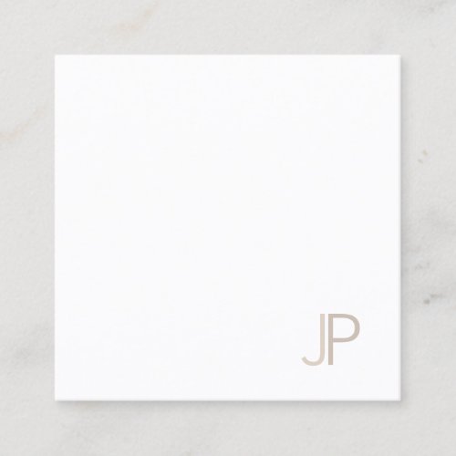Elegant Monogrammed Plain Modern Trendy Luxe Square Business Card