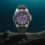 Elegant Monogrammed Purple Brushed Metallic Watch<br><div class="desc">Elegant Monogrammed Purple Brushed Metallic. This elegant and modern watch is designed with name script typography paired with white typography in black on a chic Purple Brushed Metallic background and has space for you to write your name, The monogram name can easily be personalized to make a design as unique,...</div>