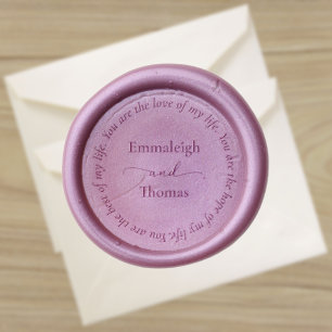 Elegant Monogrammed Purple Poetic Words Wedding Wax Seal Sticker