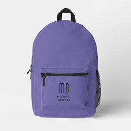 Elegant Monogrammed Purple Printed Backpack