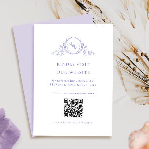 Elegant Monogrammed Purple QR Code / RSVP Online Enclosure Card
