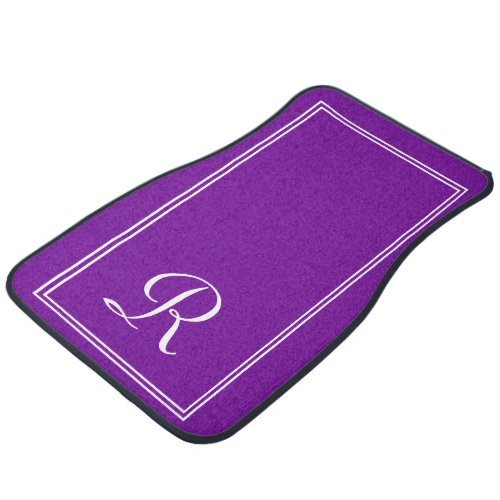 Elegant Monogrammed Purple  White Personalised Car Floor Mat