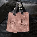 Elegant Monogrammed Rose Gold Liquid Ink Texture Luggage Tag<br><div class="desc">Personalized Elegant Monogrammed Rose Gold Liquid Ink Texture Luggage Tag.</div>