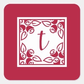 Elegant Monogrammed Roses Motif Red