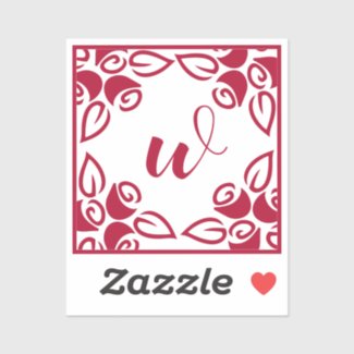 Elegant Monogrammed Roses Motif Red
