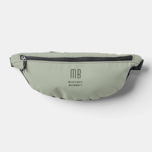 Elegant Monogrammed Sage Green Fanny Pack