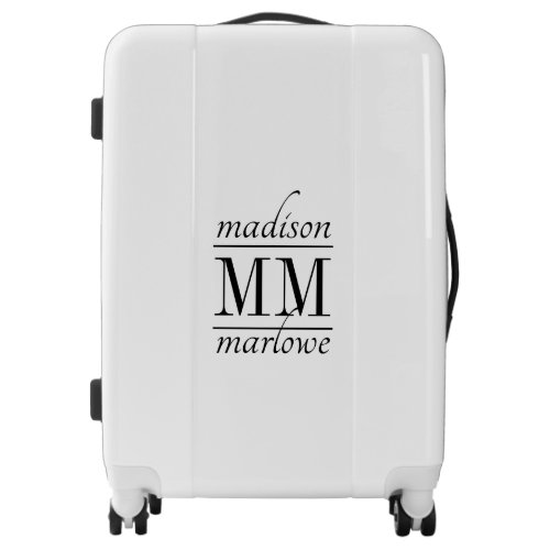 Elegant Monogrammed Script Name Luggage