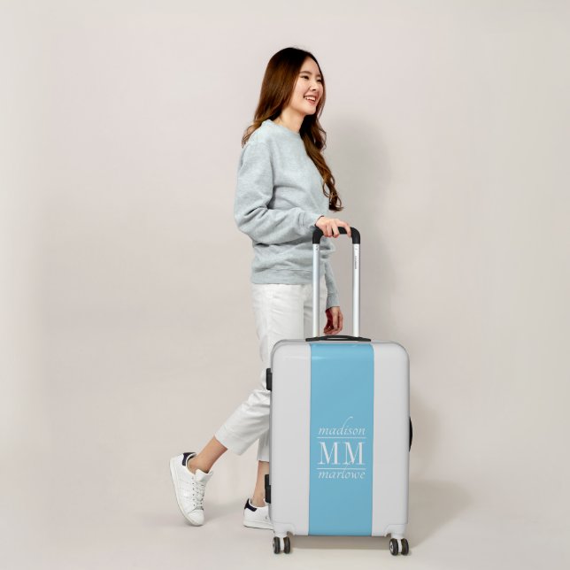 Elegant Monogrammed Script Name Turquoise Luggage (Scale)