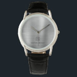 Elegant Monogrammed Silver Gray Brushed Metallic Watch<br><div class="desc">Personalized Elegant Monogrammed Silver Gray Brushed Metallic Watch.</div>