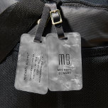 Elegant Monogrammed Silver Gray Liquid Ink Texture Luggage Tag<br><div class="desc">Personalized Elegant Monogrammed Silver Gray Liquid Ink Texture Luggage Tag.</div>