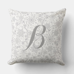 Elegant Monogrammed snowflake Pillow