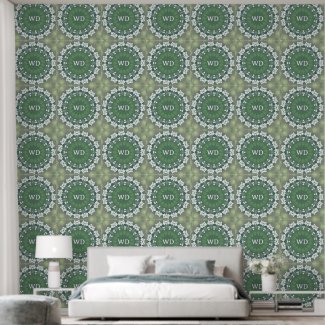 Elegant Monogrammed Spring Green Abstract Floral