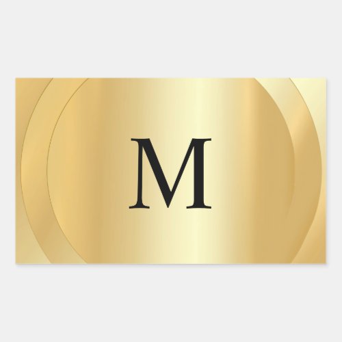 Elegant Monogrammed Template Custom Faux Gold Rectangular Sticker