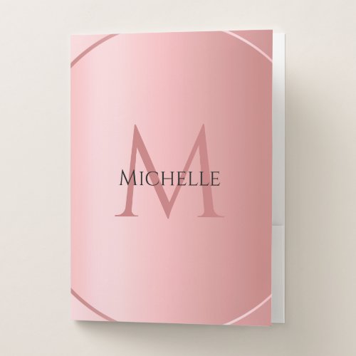 Elegant Monogrammed Template Rose Gold Trendy Pocket Folder