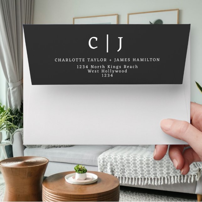 Elegant Monogrammed Wedding Grey and White Envelope (Elegant Monogrammed Wedding Grey and White Envelopes from Ricaso. Easy to add your names and address)