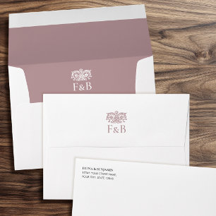 Elegant Monogrammed Wedding Vintage Floral Pink Envelope