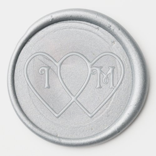 Elegant Monograms and Two Hearts Wax Seal Sticker