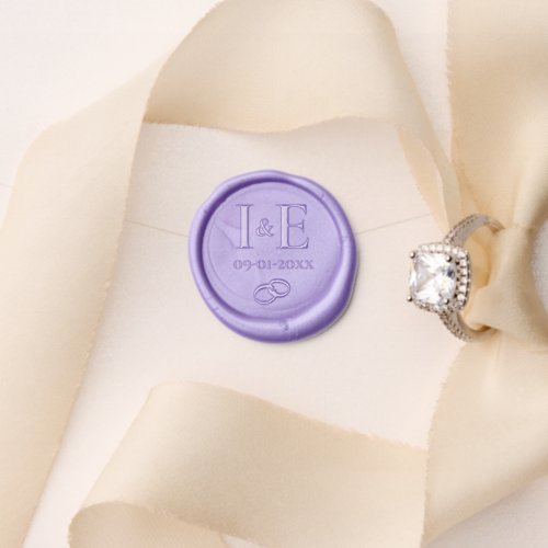 Elegant Monograms Wedding Date Paisley Purple Wax Seal Stamp