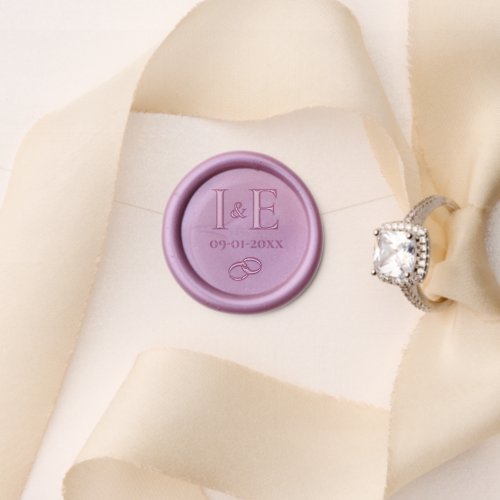 Elegant Monograms Wedding Date Patrician Purple Wax Seal Stamp