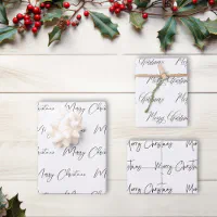 Elegant Monotone Black White Merry Christmas Wrapping Paper Sheets
