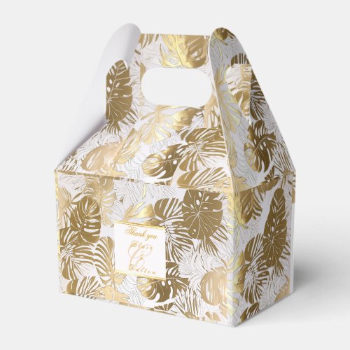 Elegant Monstera Gilded Gold Wedding Favor Boxes