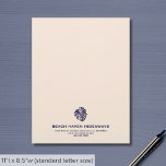 Elegant Monstera Leaf Business Letterhead<br><div class="desc">Elevate your business communications with our Elegant Monstera Leaf Business Letterhead. This letterhead is perfect for hotels, resorts, vacation rentals, and other hospitality groups looking to leave a lasting impression on their guests. The tranquil background and navy Monstera leaf logo provide a sense of serenity and luxury. Make your business...</div>