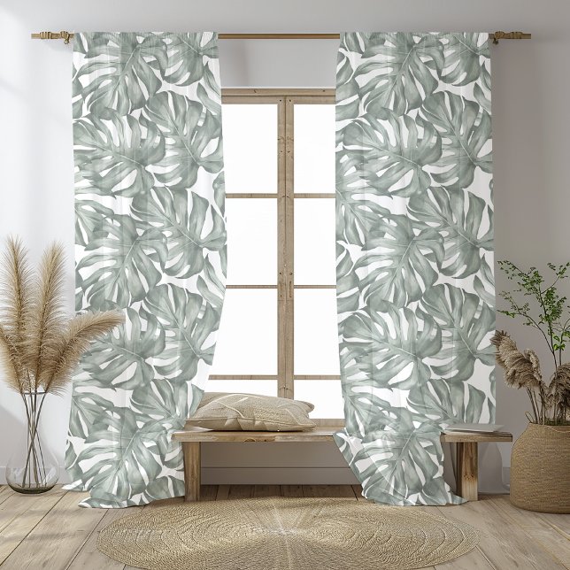 Elegant Monstera Palm Leaves Blackout Curtains  (Creator Uploaded)