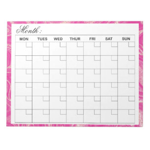 Elegant Monthly Calendar Planner Notepad