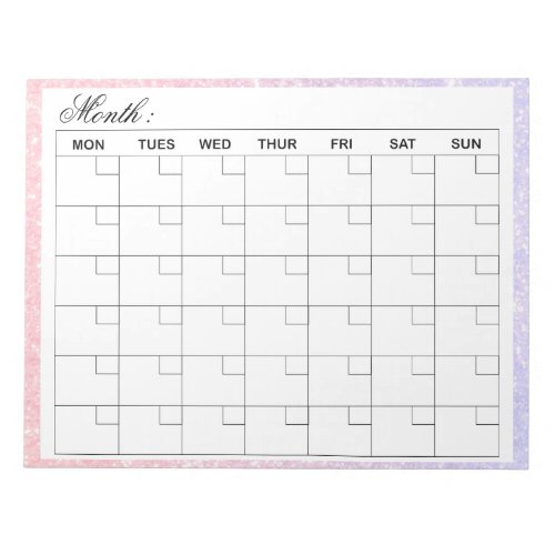 Elegant Monthly Calendar Planner  Notepad