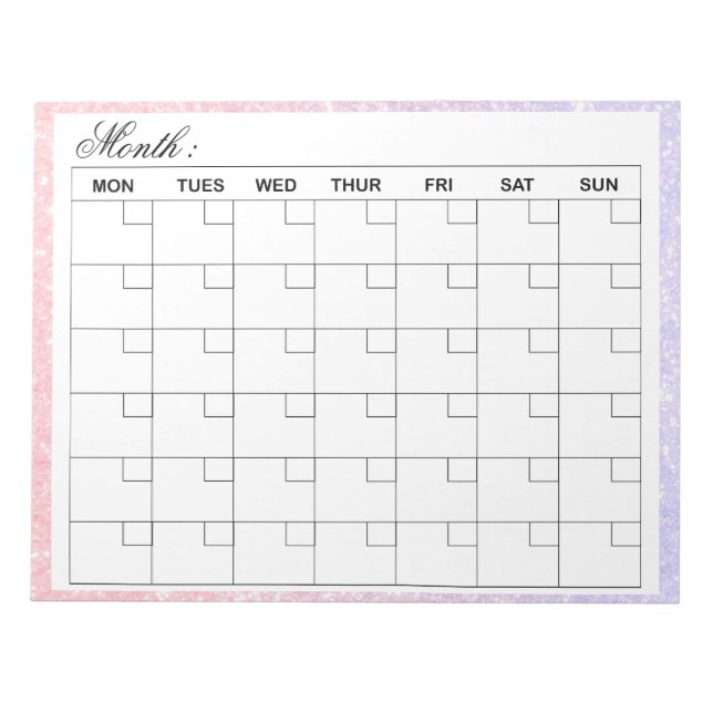  Elegant Monthly Calendar Planner  Notepad (Front)