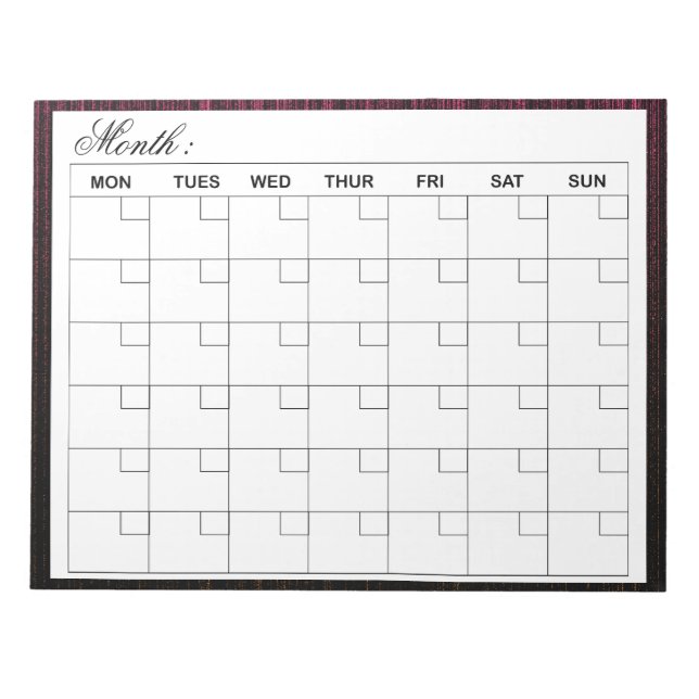  Elegant Monthly Calendar Planner  Notepad (Front)