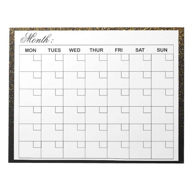  Elegant Monthly Calendar Planner  Notepad (Front)