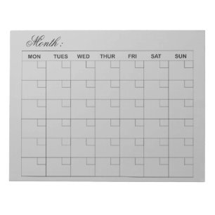 Elegant Monthly Calendar Planner Notepad