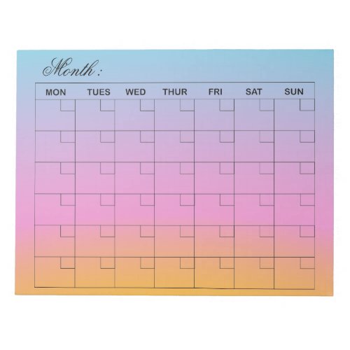  Elegant Monthly Calendar Planner  Notepad