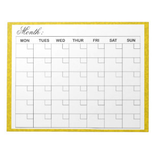 Elegant Monthly Calendar Planner Notepad