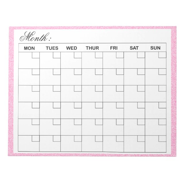  Elegant Monthly Calendar Planner  Notepad (Front)