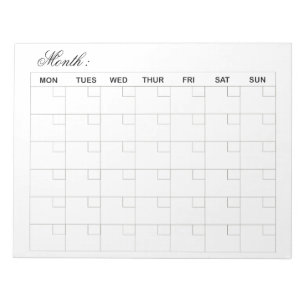 Elegant Monthly Calendar Planner Notepad