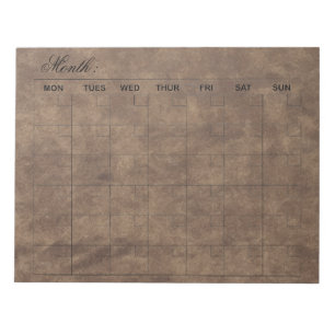 Elegant Monthly Calendar Planner Notepad