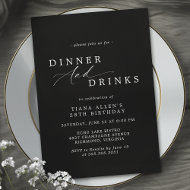 Elegant Moody Black   Formal Birthday Dinner Party Invitation