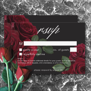 Elegant Moody Blood Red Roses Floral No Dinner RSVP Card