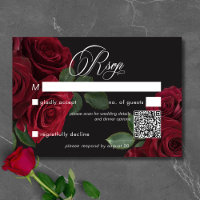Elegant Moody Blood Red Roses Floral QR Code
